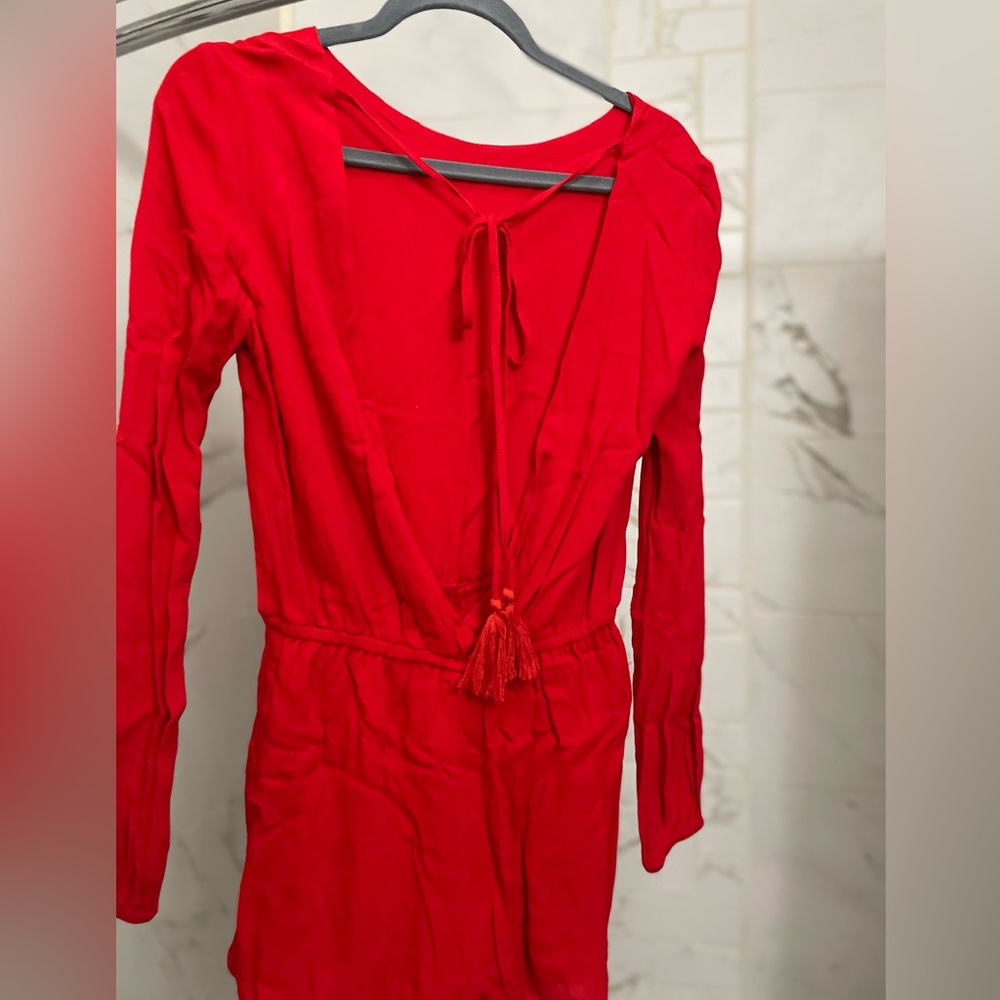 Red open back romper - Picture 4 of 5